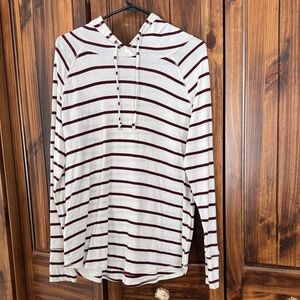Eddie Bauer Maroon and White Striped Hoodie